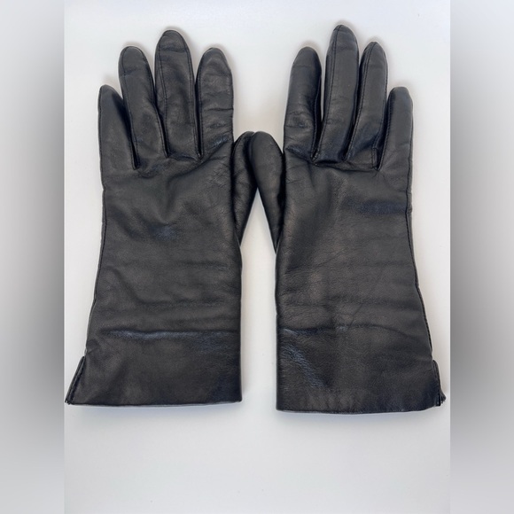 Black leather gloves